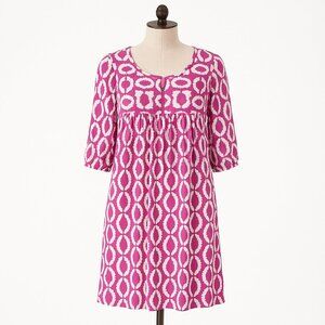 Milly Pink & White Jersey Dress Geometric Print Sz Medium Short Sleeves Preppy